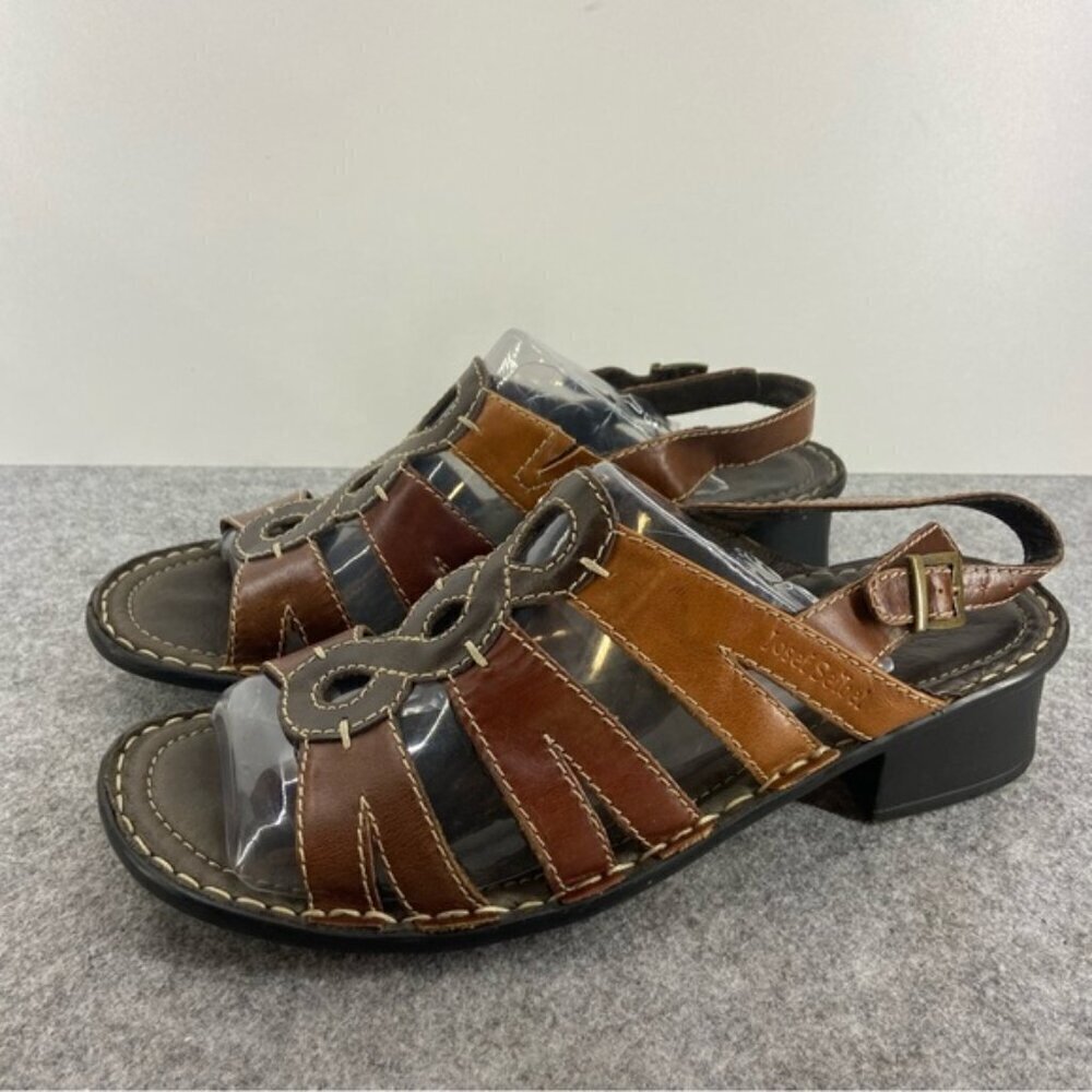 Josef Seibel Womenโs 3 Tone Heeled Leather Sandals Womenโs Size 41 or US 9.5/10